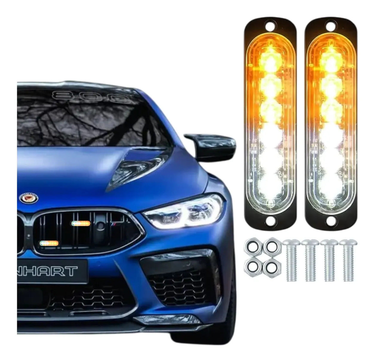 Par Faro Led Patrulla Barra Lateral Estrobo Moto Auto