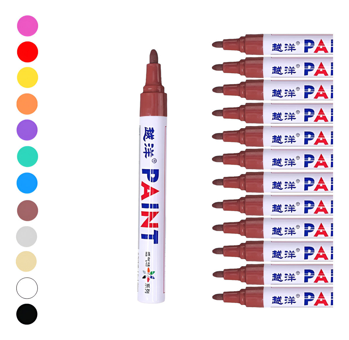 12 Piezas Plumon Pintura Marcador Llanta Letra Moto Carro