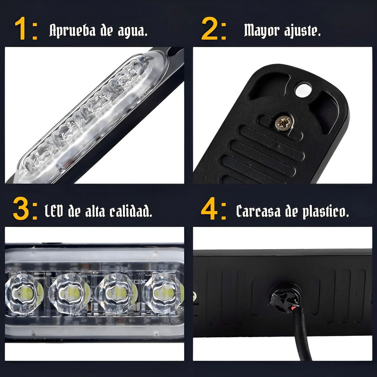 Par Faro Led Patrulla Barra Lateral Estrobo Moto Auto