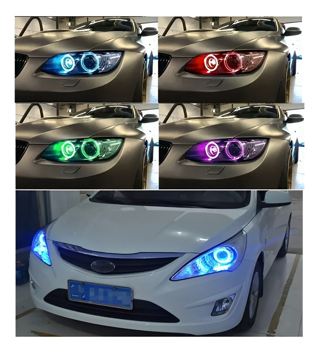 Aro Led Doble Eyes Anillo Auto Moto Faro 60mm Brillante Par