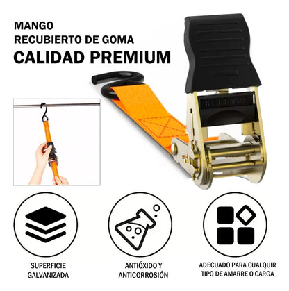 2pzs Sujetador Matraca Cinto 3m Auto Moto Carga Amarre 400kg