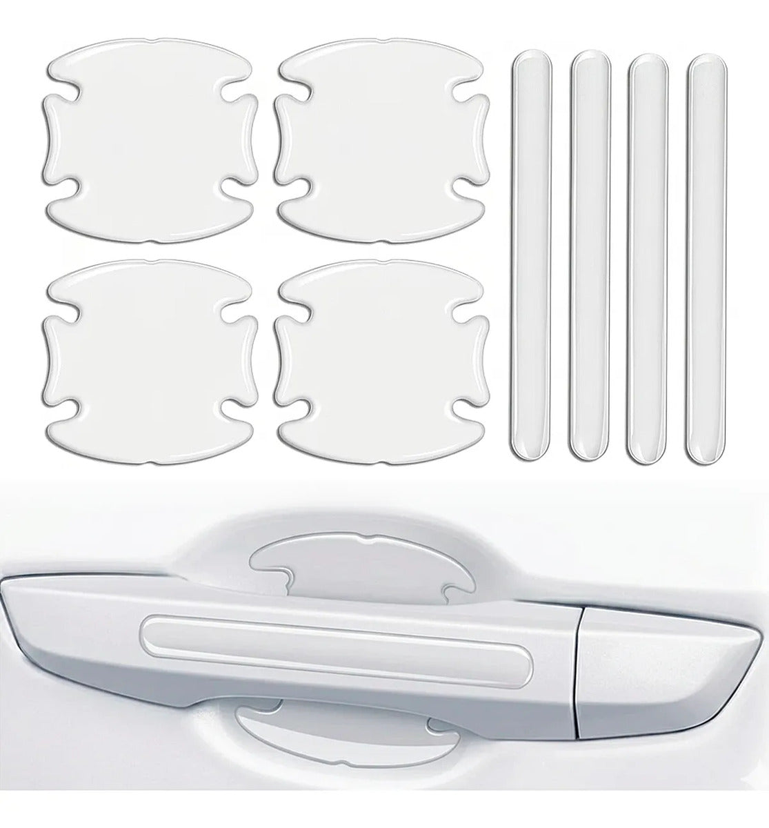 Protector Manija Coche Silicon Transparente Sticker 8pzs