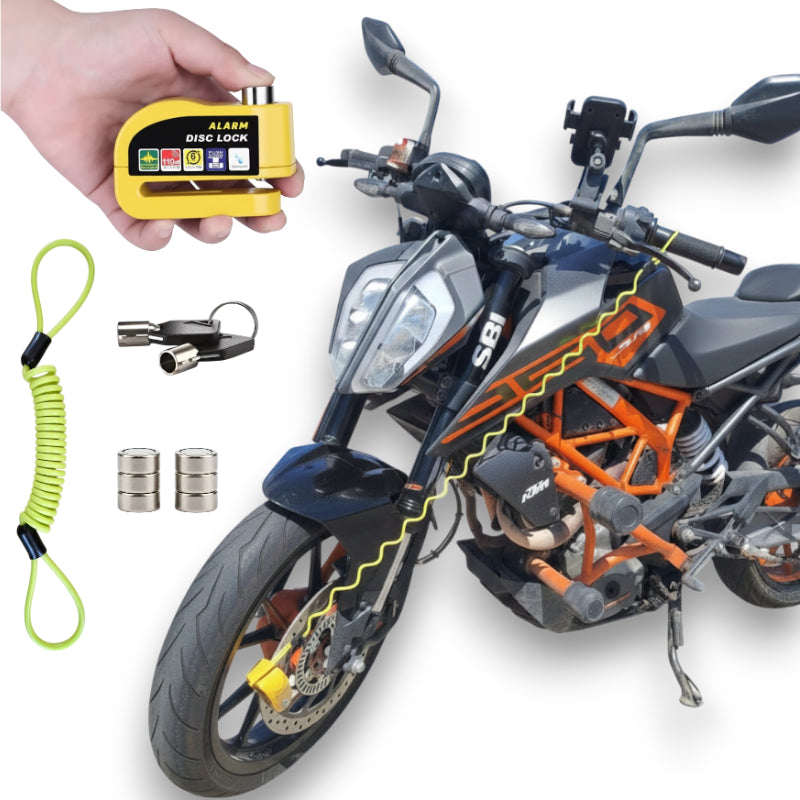 Candado Disco Alarma Amarillo Impermeable Antirrobo Moto