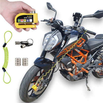 Candado Disco Alarma Amarillo Impermeable Antirrobo Moto