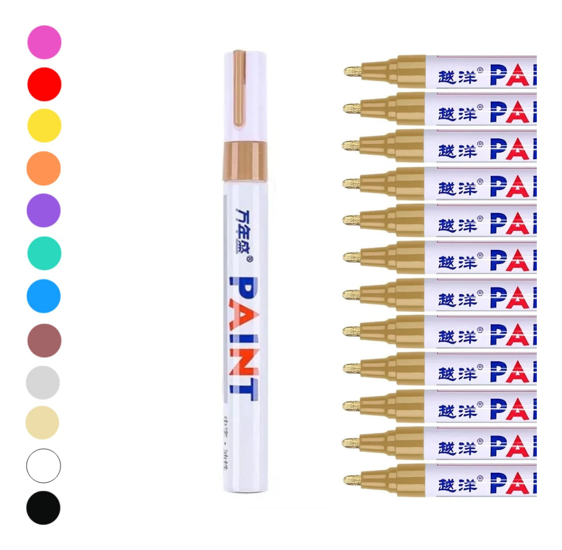 12 Piezas Plumon Pintura Marcador Llanta Letra Moto Carro