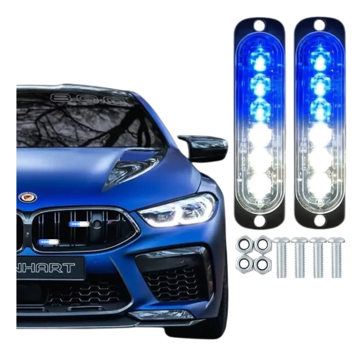 Par Faro Led Patrulla Barra Lateral Estrobo Moto Auto