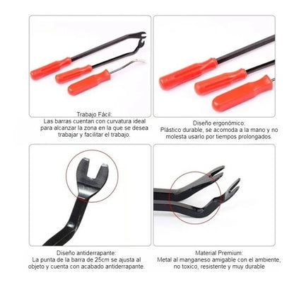 Kit Herramientas Desmontaje Molduras Auto Faros Estereo 19pz