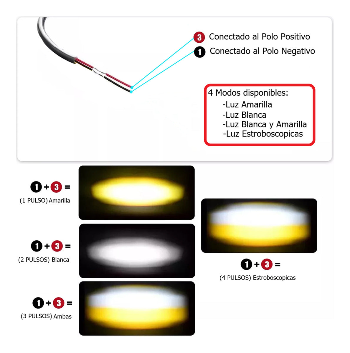 Par Faros Led Auxiliares Bicolor Lupa Doble Auto Moto