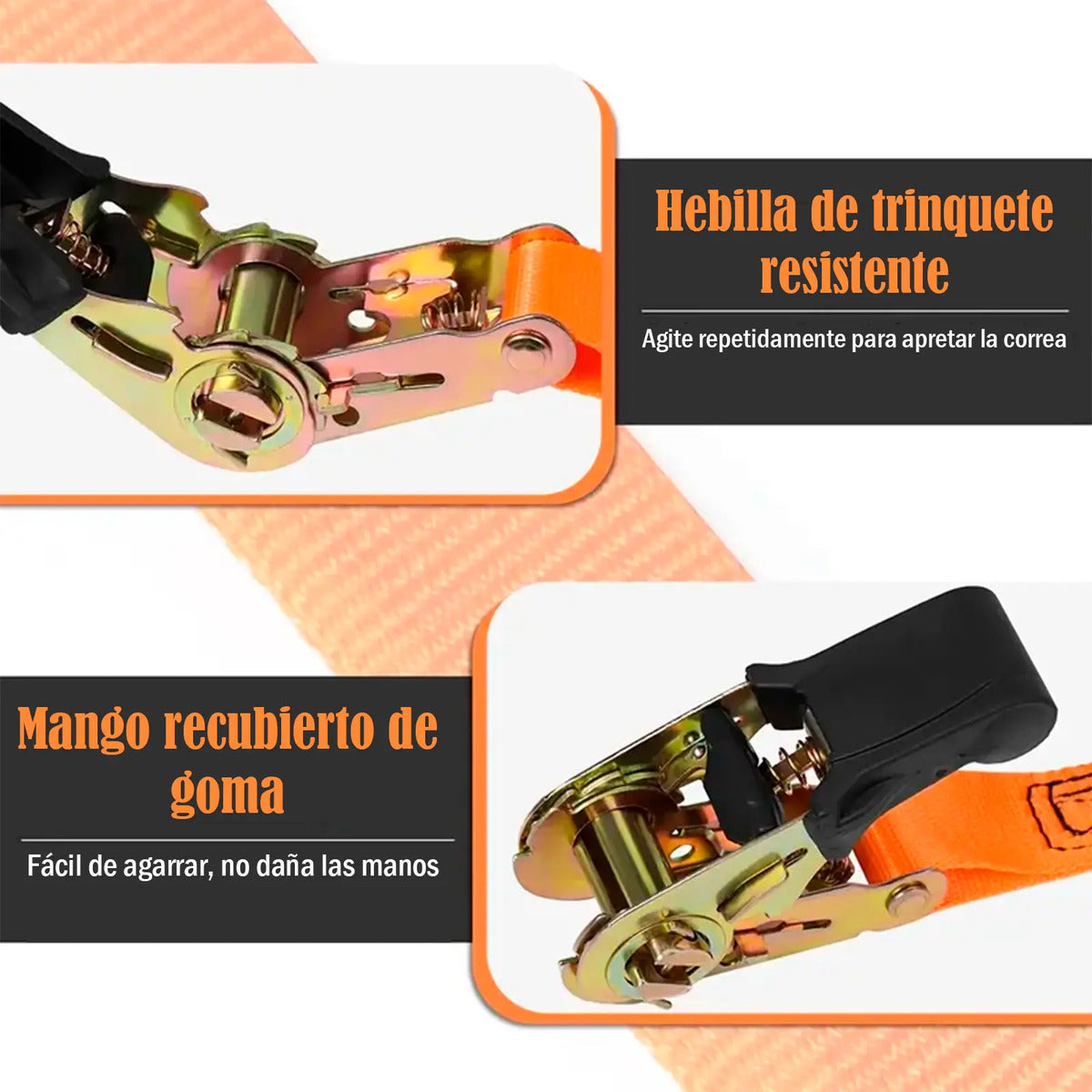 2pzs Sujetador Matraca Cinto 3m Auto Moto Carga Amarre 400kg