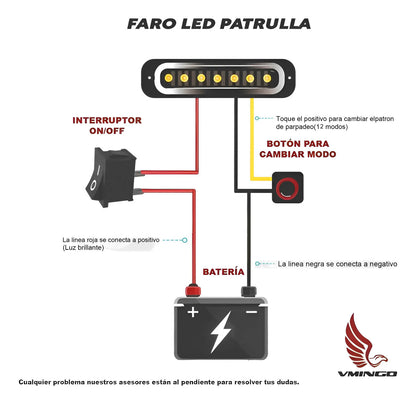 Par Faro Led Patrulla Barra Lateral Estrobo Moto Auto