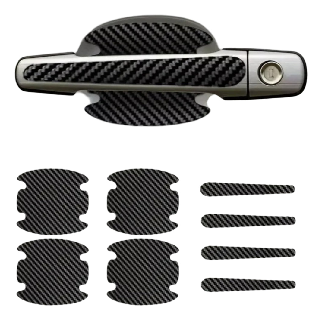 Protector Manija Vinil Fibra Carbono Auto Universal 8pzs
