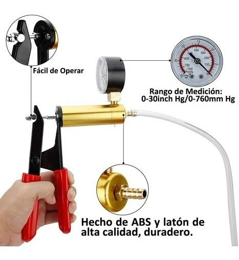 Purgador Bomba Vacio Manual Frenos Manometro Kit Auto Moto