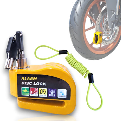 Candado Disco Alarma Amarillo Impermeable Antirrobo Moto