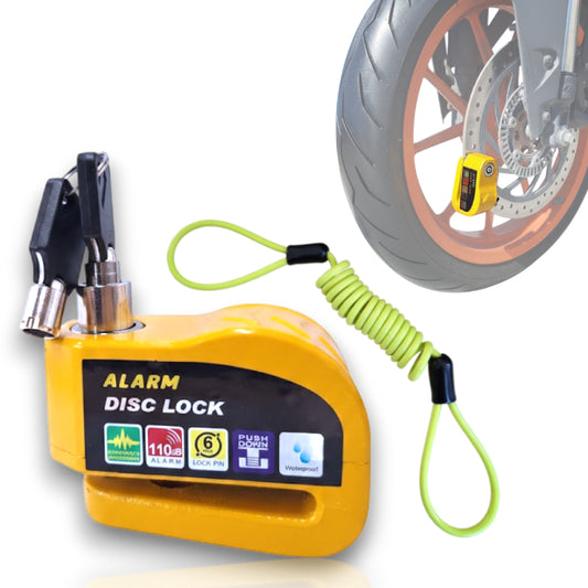 Candado Disco Alarma Amarillo Impermeable Antirrobo Moto