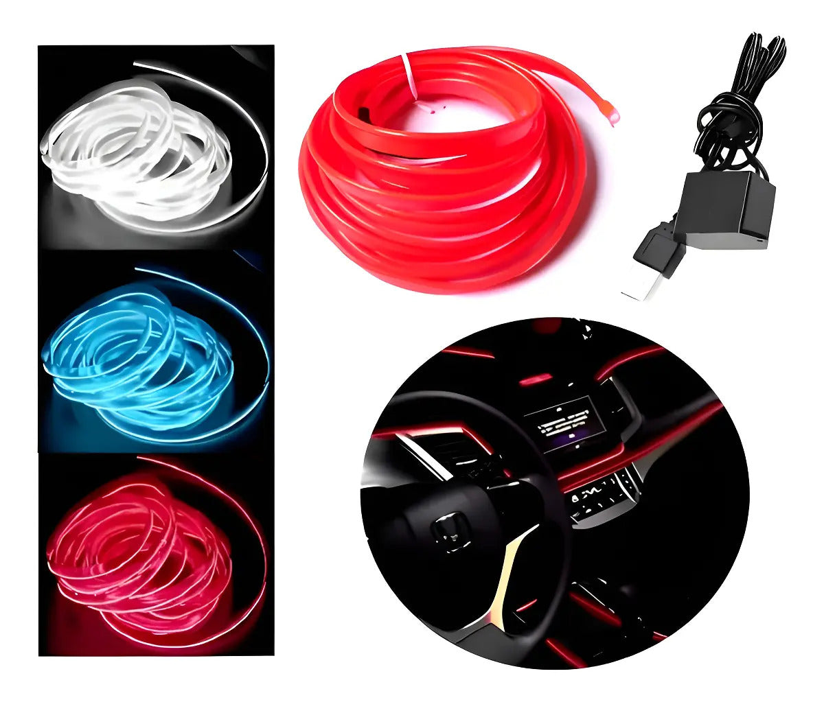 Tira Led Luz Fria Moldura Interior Decorativa Usb 5m Auto