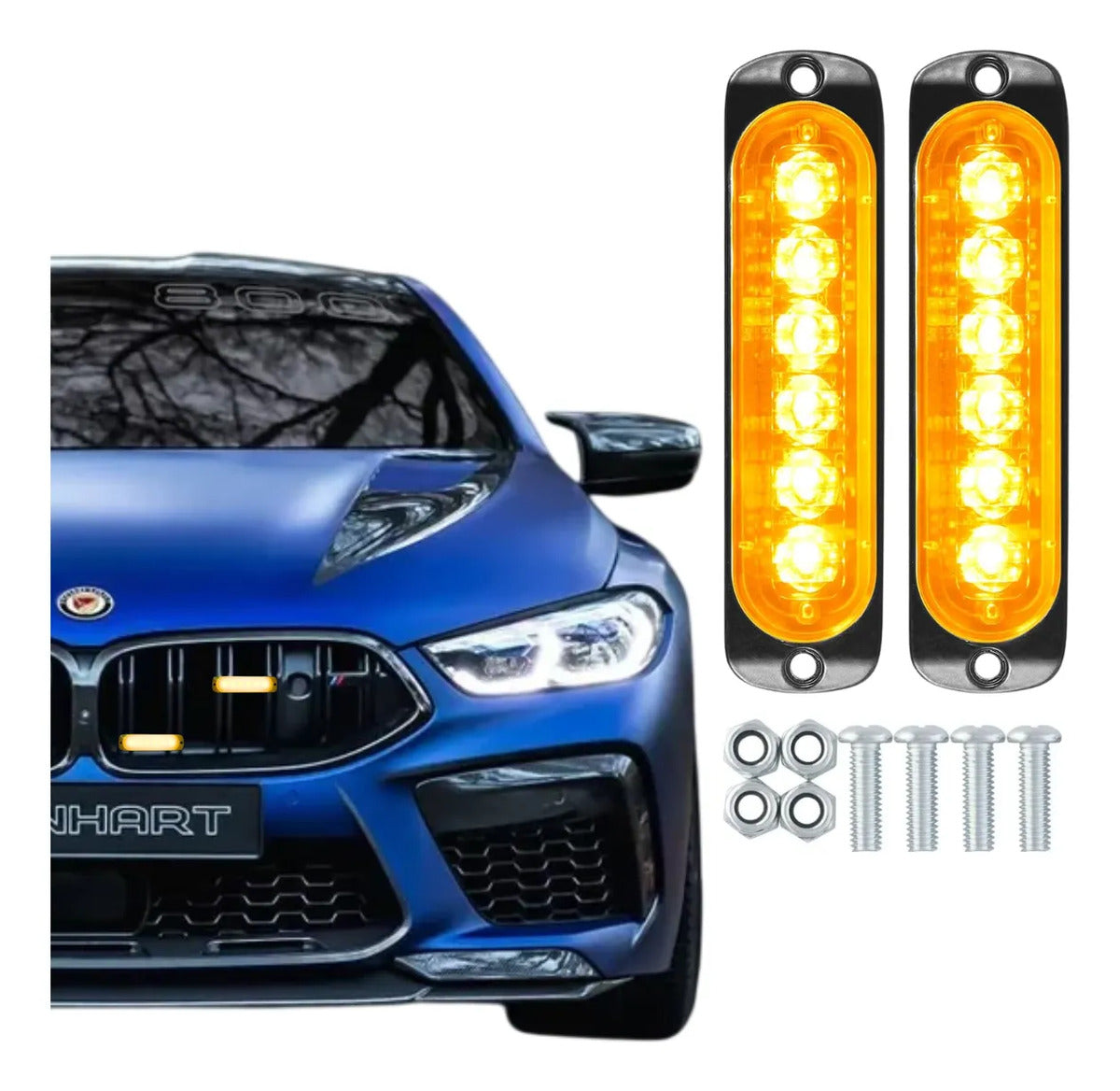 Par Faro Led Patrulla Barra Lateral Estrobo Moto Auto