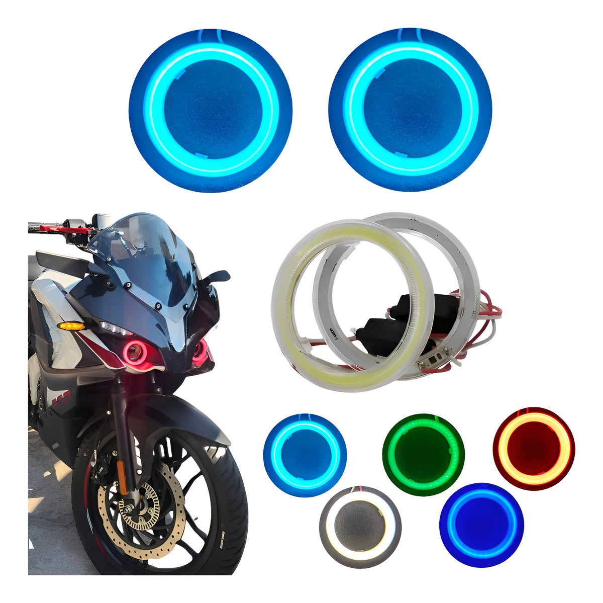 Aro Led Doble Eyes Anillo Auto Moto Faro 60mm Brillante Par