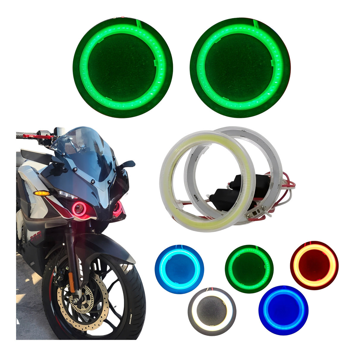 Aro Led Doble Eyes Anillo Auto Moto Faro 60mm Brillante Par