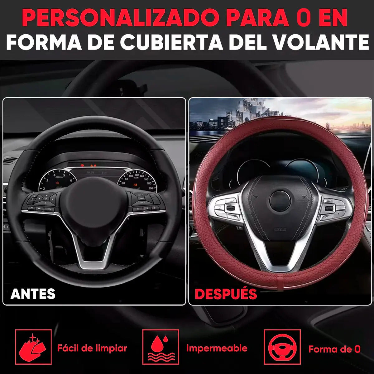 Funda Cubre Volante Filo Cromo Gama Alta Forma Redondo 38cm