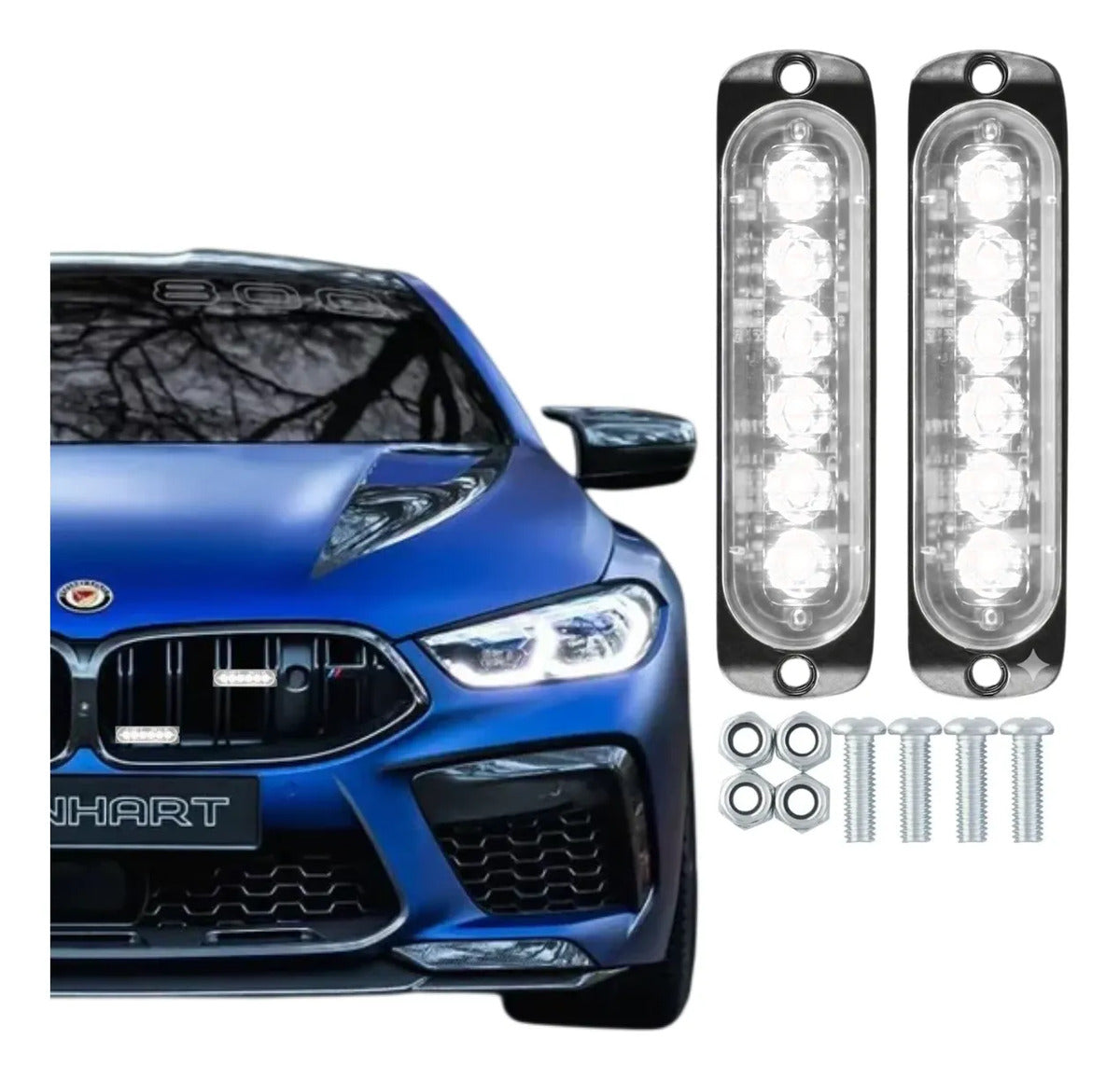 Par Faro Led Patrulla Barra Lateral Estrobo Moto Auto