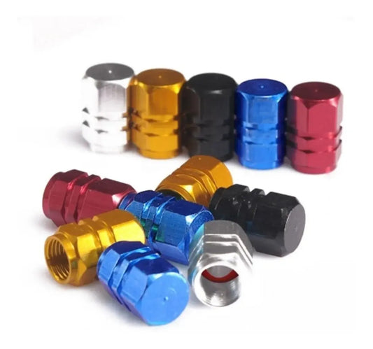 Tapon Pivote Valvula Cubre Llanta Aluminio Auto Moto 4-pieza