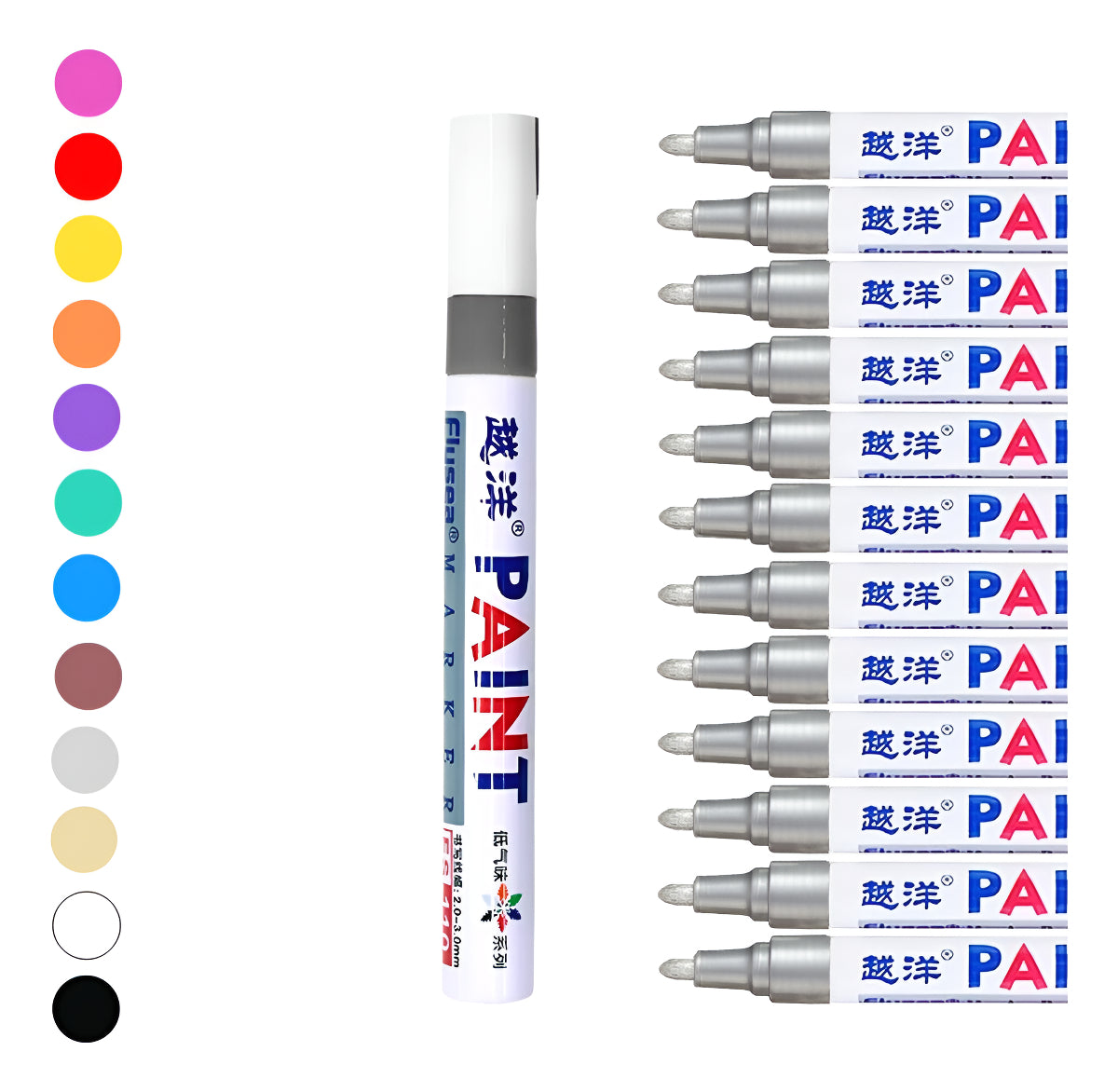 12 Piezas Plumon Pintura Marcador Llanta Letra Moto Carro