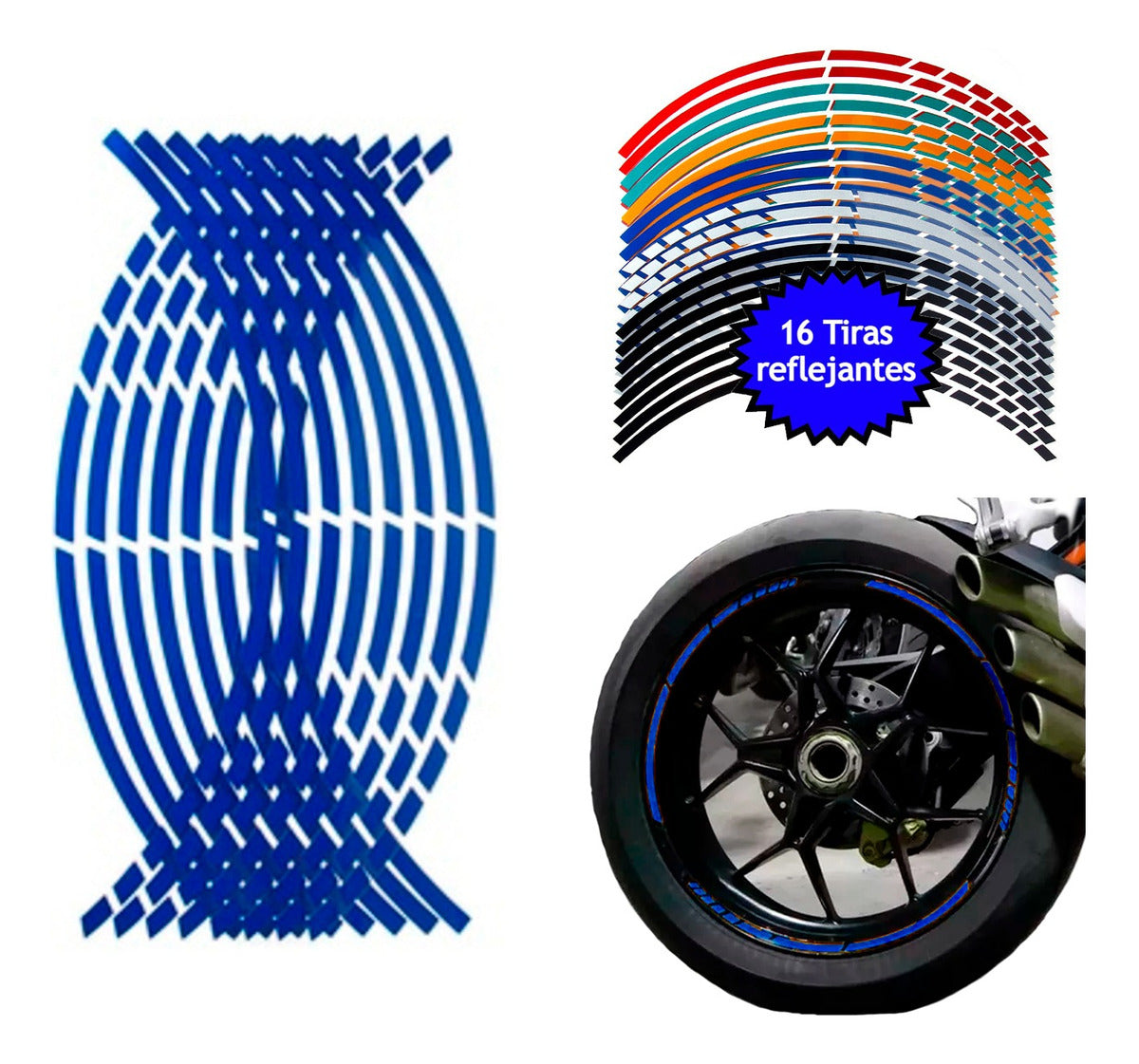 Tira Cortes Reflejante Cinta Pegatina Auto Moto Rin 15-18