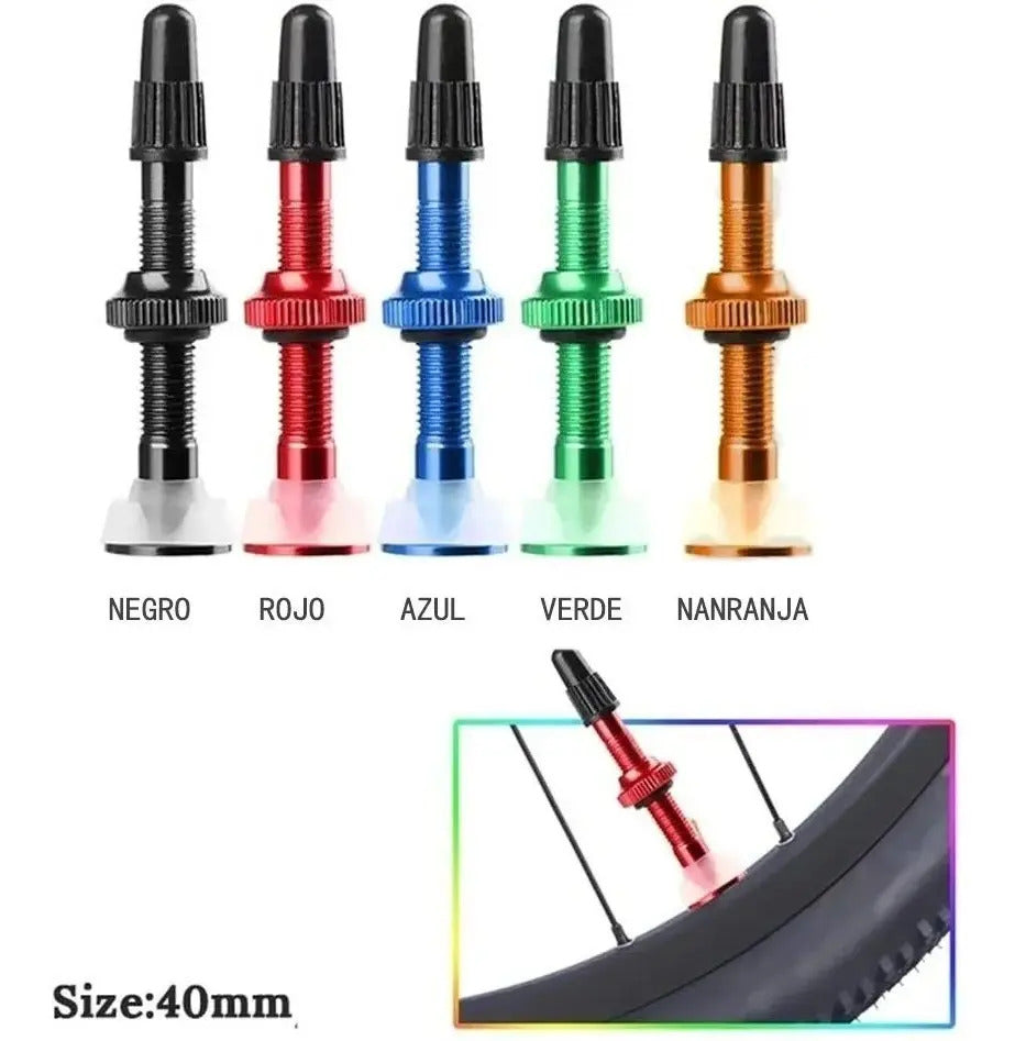 Valvula Francesa Tubeless  Bicicleta Largo Aluminio Mtb 40mm