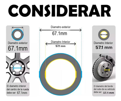 Centrador Rin 57.1 - 67.1 Chico Aluminio Vw Audi Seat