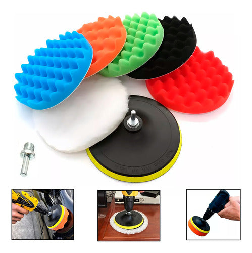 Almohadillas 7 Pulgadas Pulidora Esponja Encerado Borla 8pzs