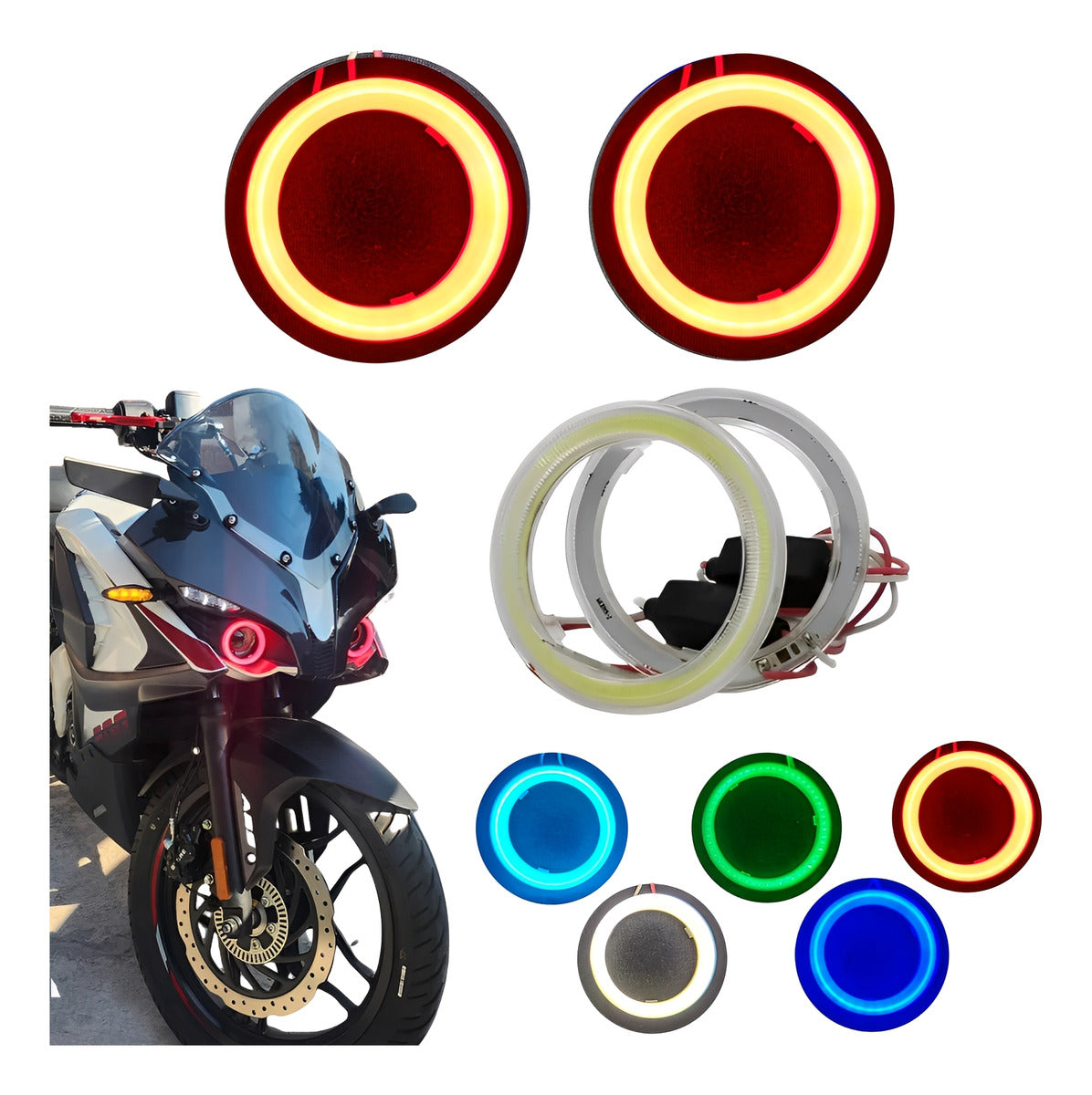 Aro Led Doble Eyes Anillo Auto Moto Faro 60mm Brillante Par