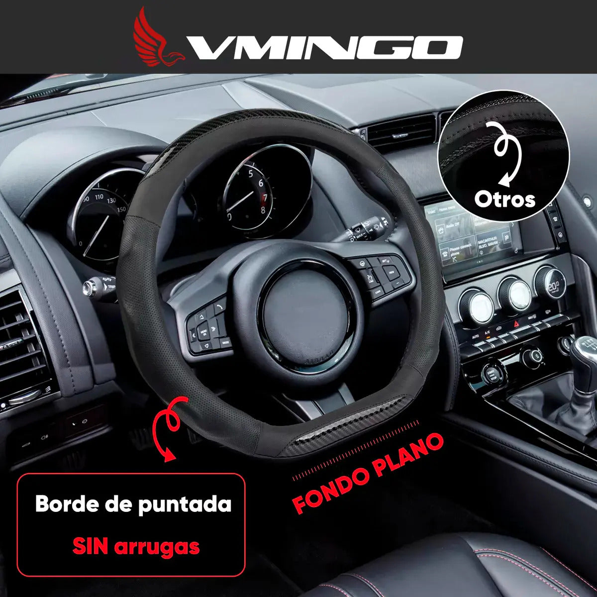 Funda Cubre Volante Fibra Carbono Gama Alta Forma D 38cm