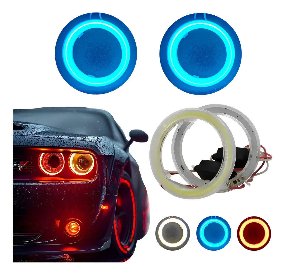 Aro Led Doble Anillo Ojo Angel Brillante Decorativo 80mm