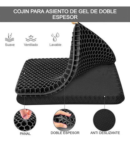 Cojin Gel Panal Ergonomico Silicon Asiento Comodo Auto Silla