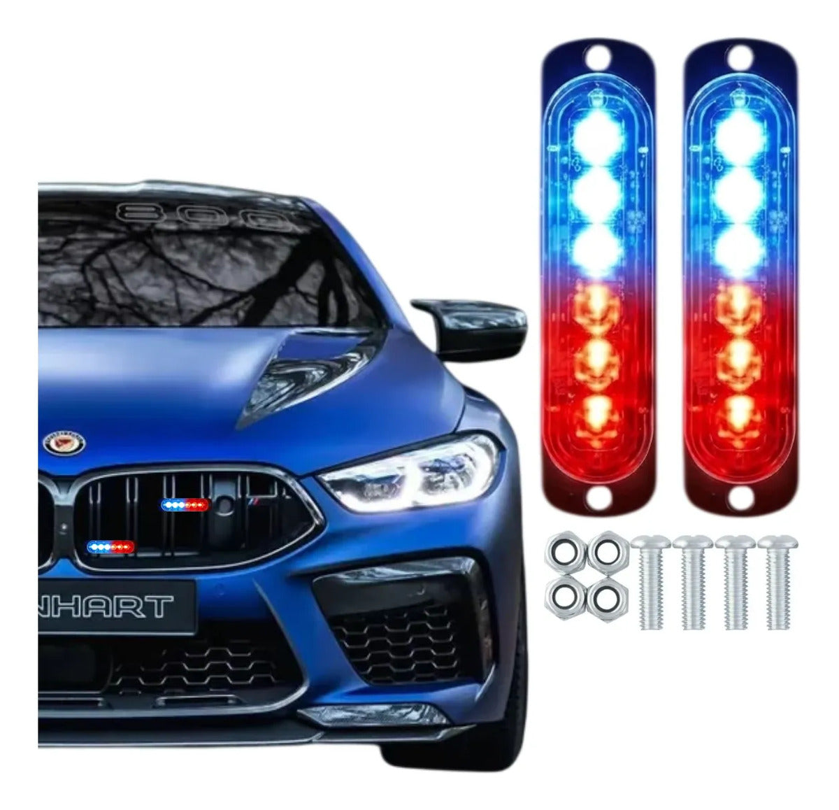 Par Faro Led Patrulla Barra Lateral Estrobo Moto Auto