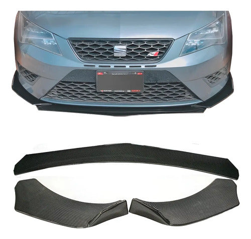 Lip Fibra Carbono Splitter Universal Plastico Delantero 3pzs