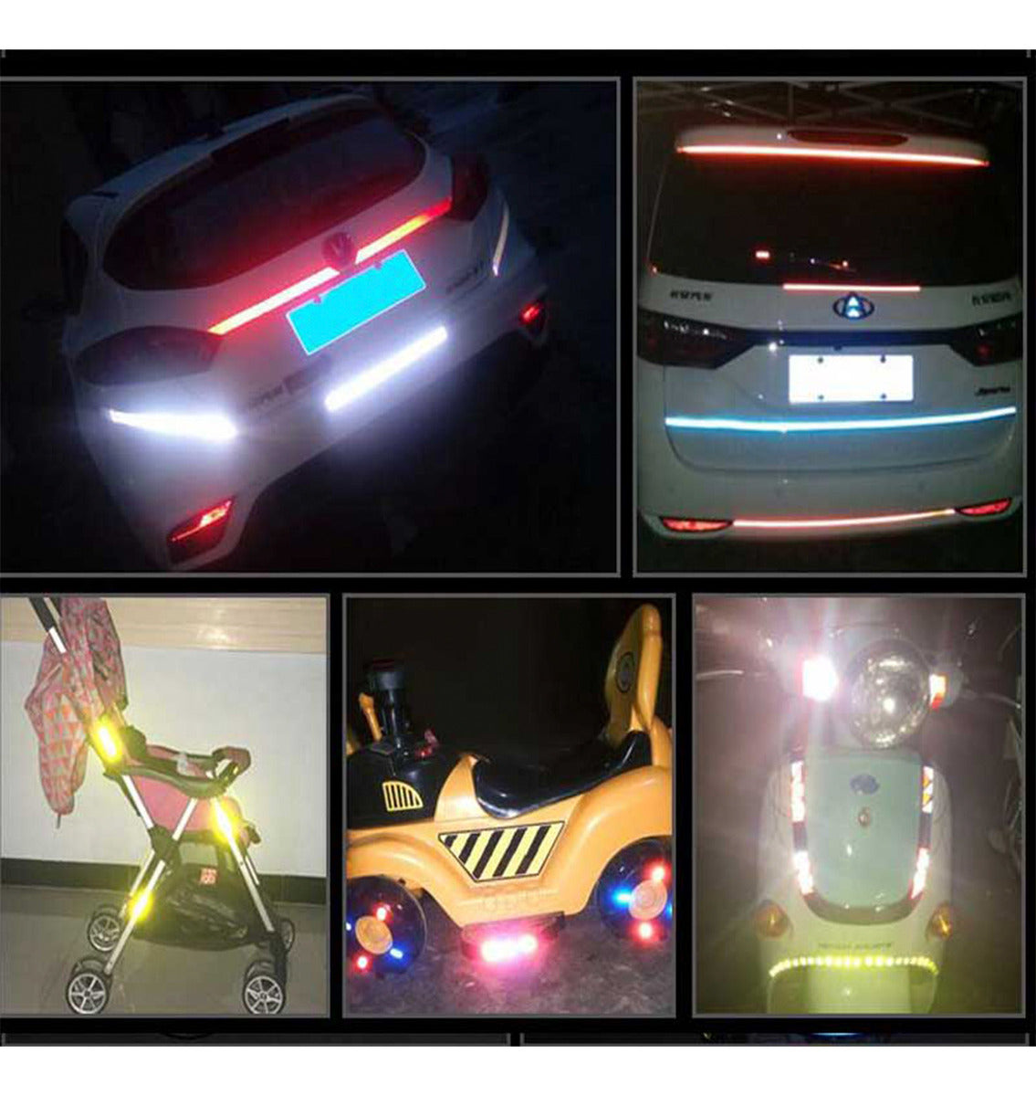 Sticker 5cmx3m Reflejante Seguridad Protector Auto Moto Bici