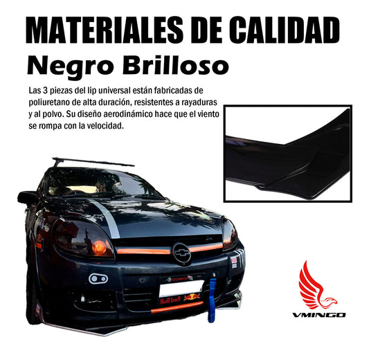 Lip Splitter Universal Plástico Facia Delantero 3 Piezas