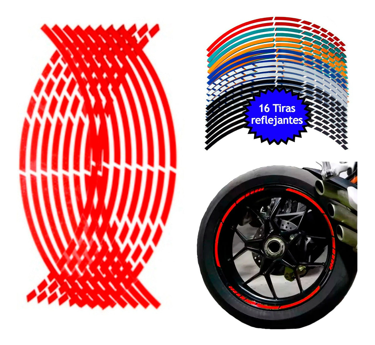 Tira Cortes Reflejante Cinta Pegatina Auto Moto Rin 15-18