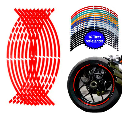 Tira Cortes Reflejante Cinta Pegatina Auto Moto Rin 15-18