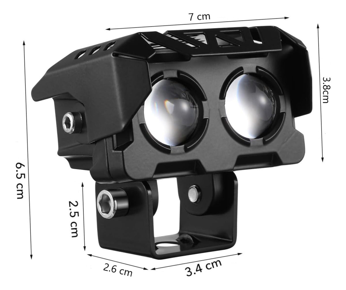 Par Faros Led Auxiliares Bicolor Lupa Doble Auto Moto