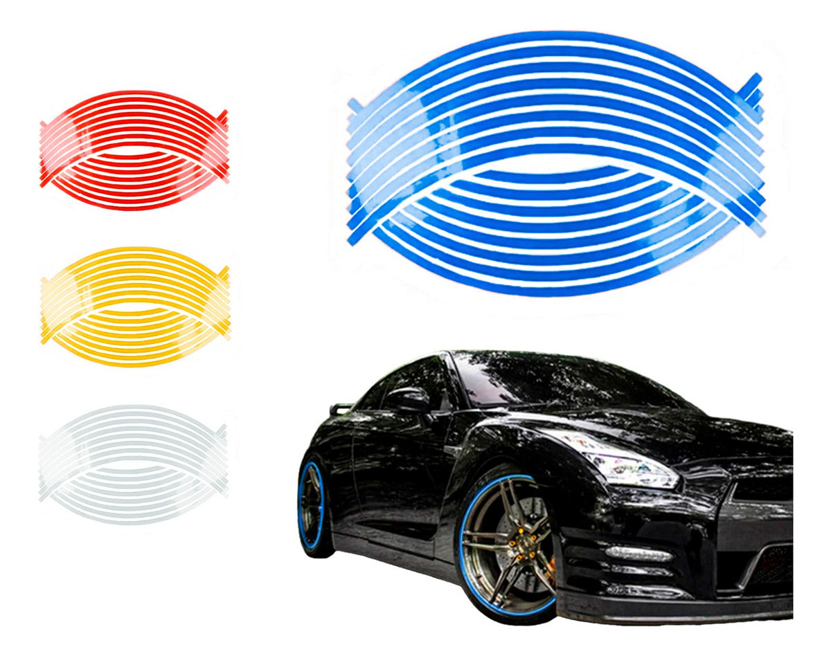 Tira Reflejante Cinta Pegatina Auto Moto Rin 15-18 Pulgadas