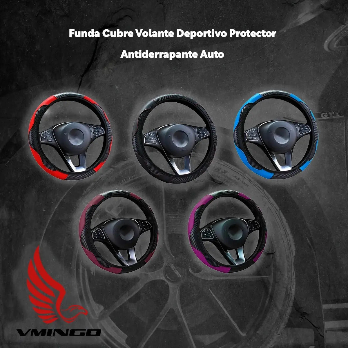 Funda Cubre Volante Deportivo Protector Antiderrapante Auto