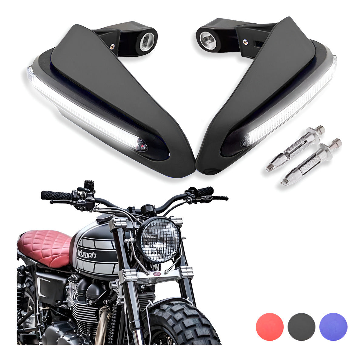 Cubre Puños Moto Luz Led Hand Guards Universal Sin Hueco
