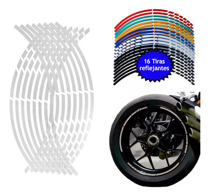 Tira Cortes Reflejante Cinta Pegatina Auto Moto Rin 15-18