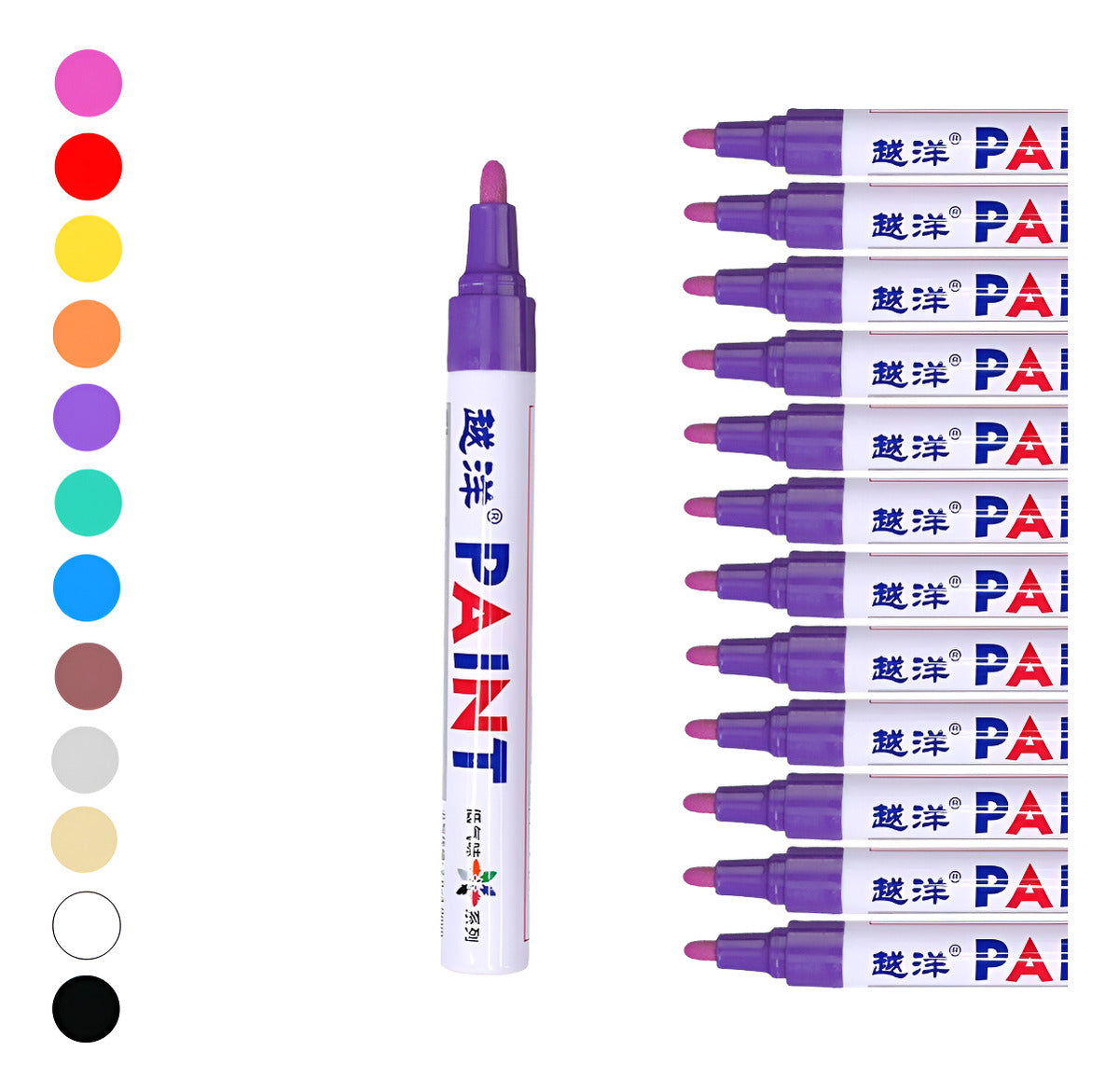 12 Piezas Plumon Pintura Marcador Llanta Letra Moto Carro