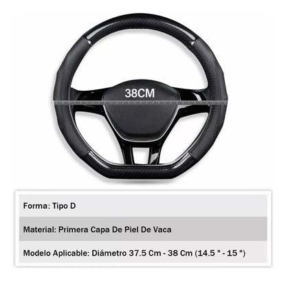 Funda Cubre Volante Fibra Carbono Gama Alta Forma D 38cm