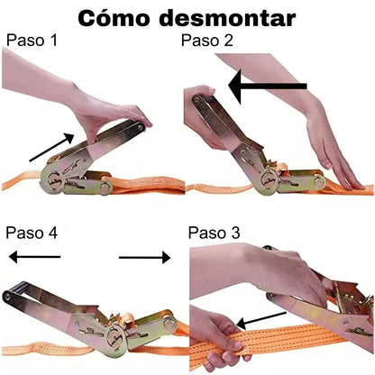 Eslinga Amarre Gancho Tensor Acero 5cm*10m Carga Fija 2500kg