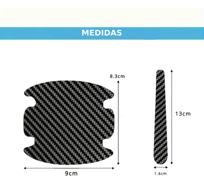 Protector Manija Vinil Fibra Carbono Auto Universal 8pzs