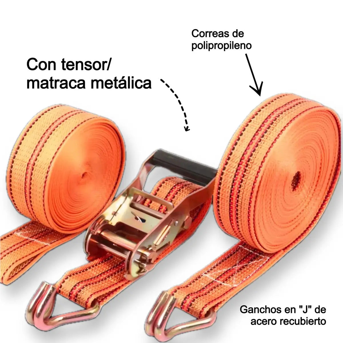 Eslinga Amarre Gancho Tensor Acero 5cm*10m Carga Fija 2500kg